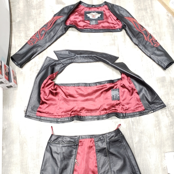 💰SOLD💰1/13/25 💥Harley-Davidson👍🏼3pc Leather Outfit/Coat Sz 8 - Picture 9 of 16